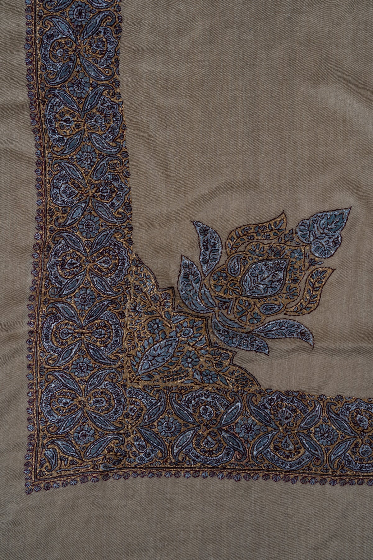Rose Mosaic Rumal — 58" Sozni Hand Embroidered