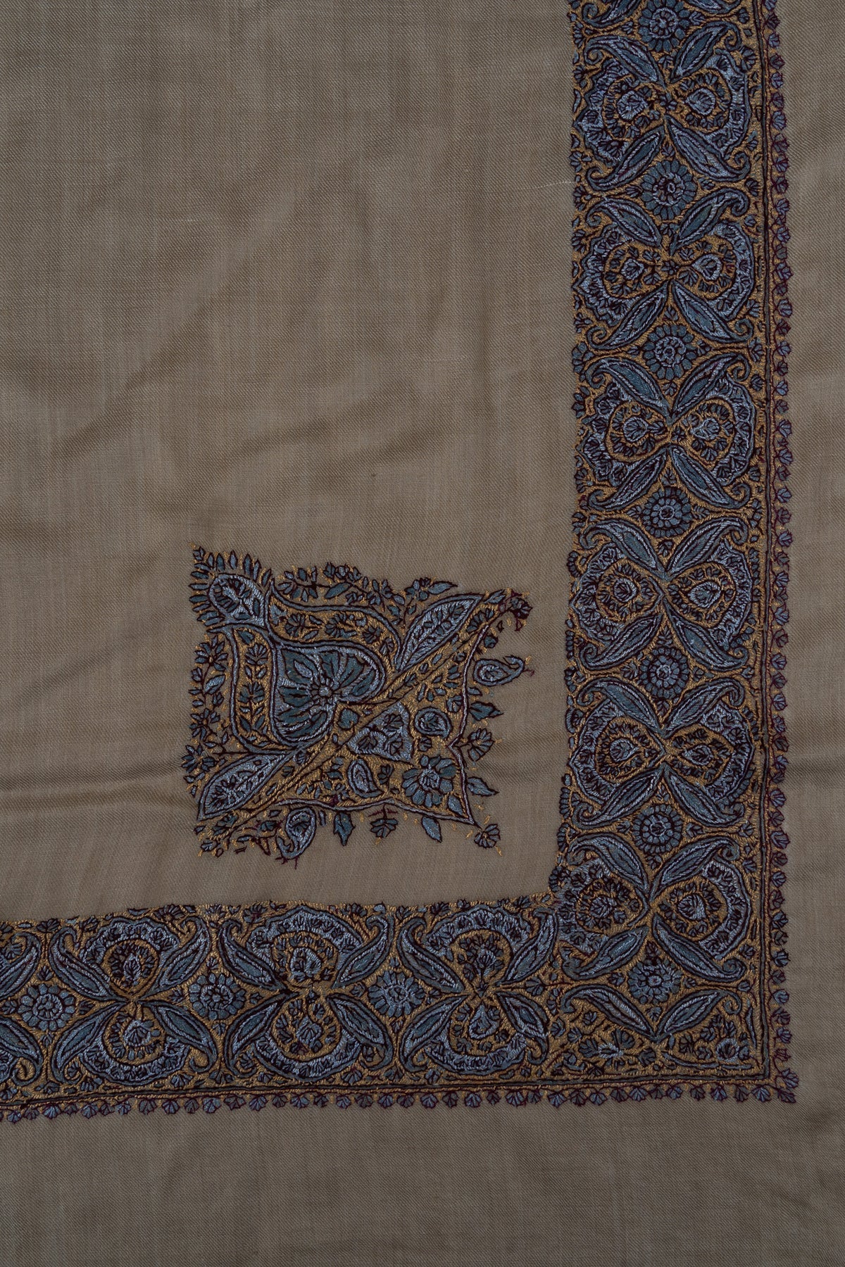 Rose Mosaic Rumal — 58" Sozni Hand Embroidered