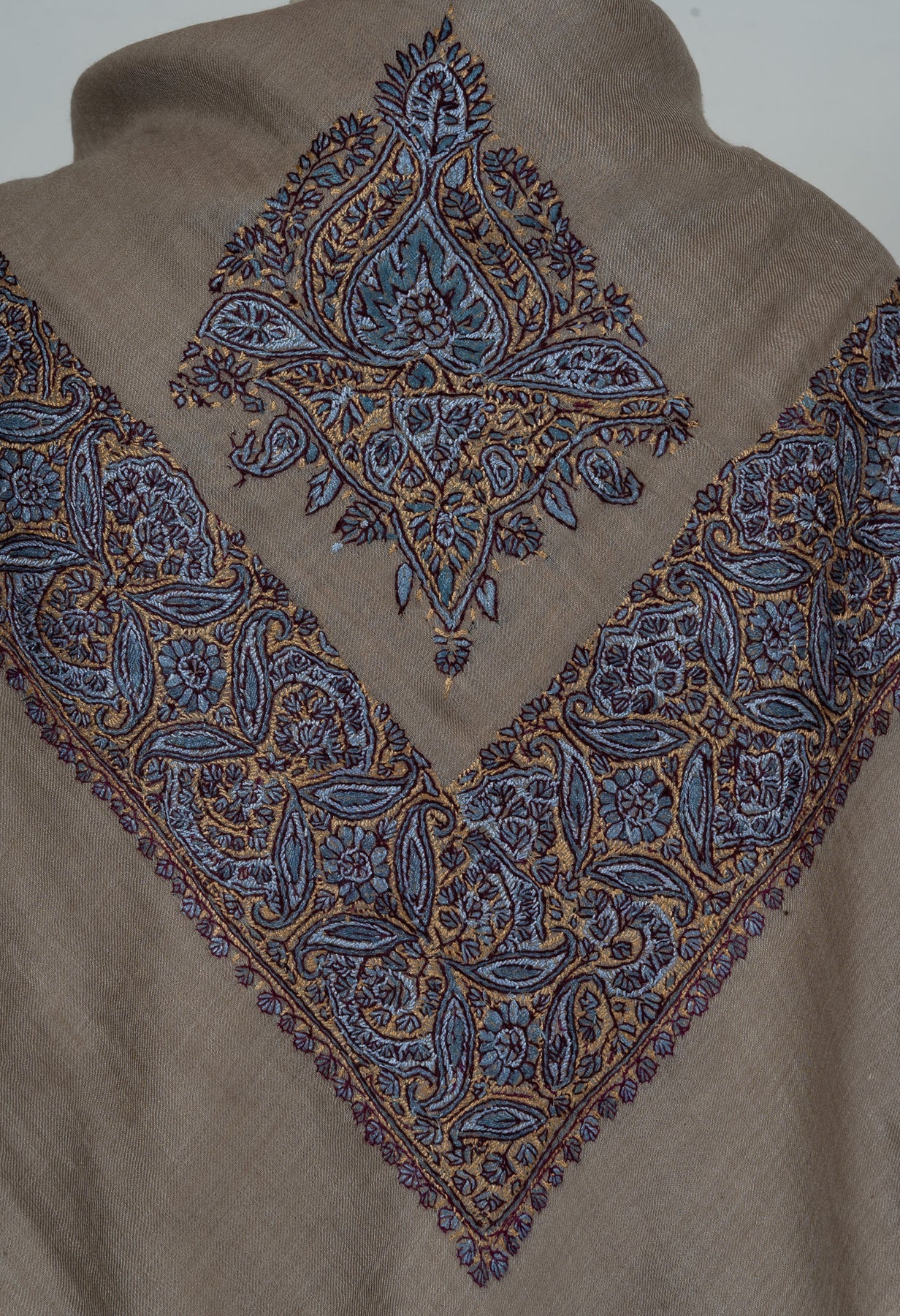 Rose Mosaic Rumal — 58" Sozni Hand Embroidered