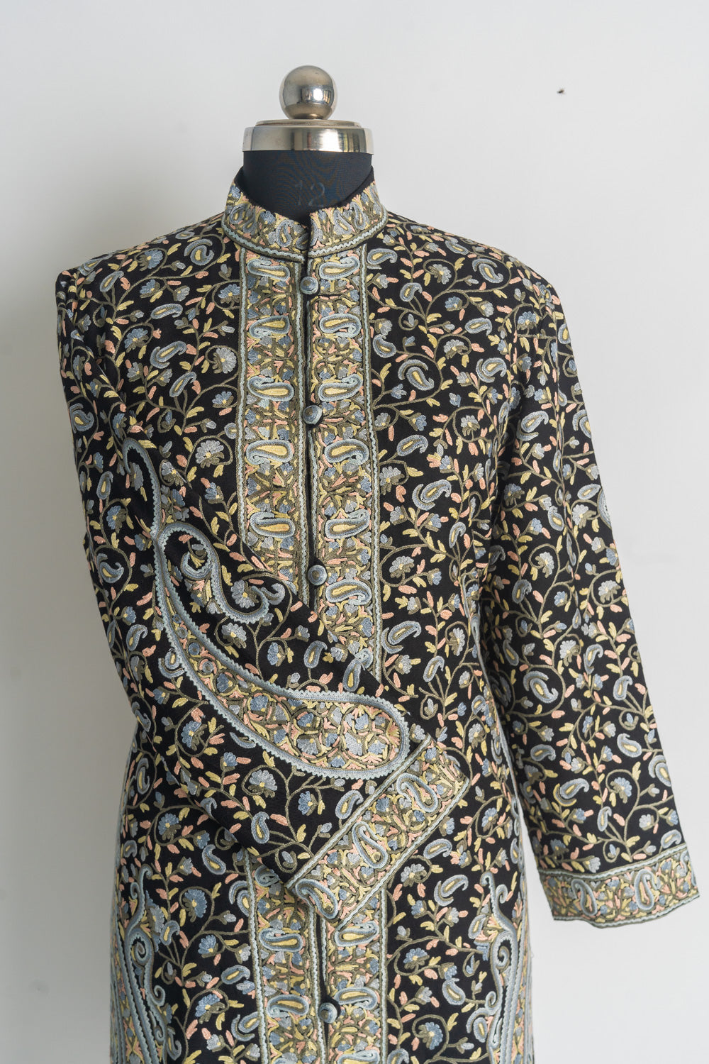 Siyah Gulzar: Kashmiri Hand-Aari Tapestry Jacket