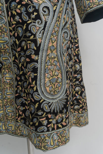 Siyah Gulzar: Kashmiri Hand-Aari Tapestry Jacket