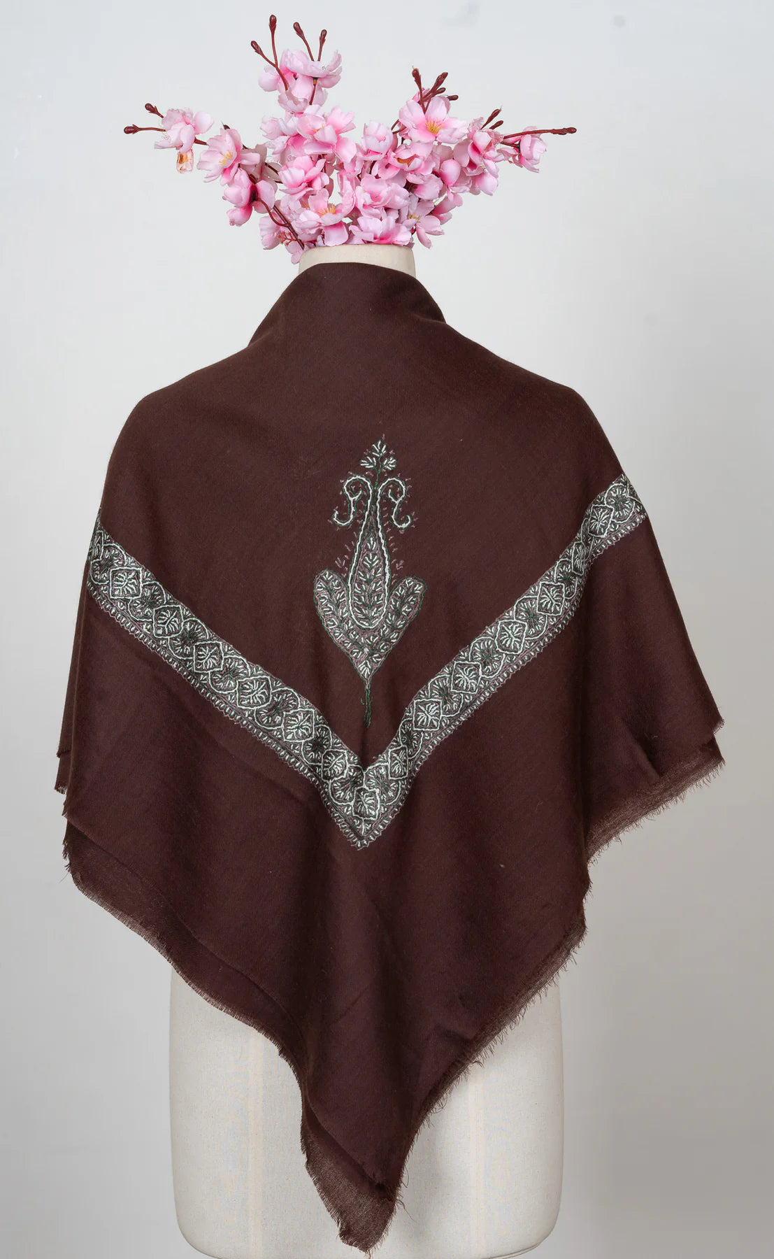 Chestnut Veil Rumal — Sozni Hand Embroidered