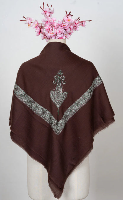 Chestnut Veil Rumal — Sozni Hand Embroidered