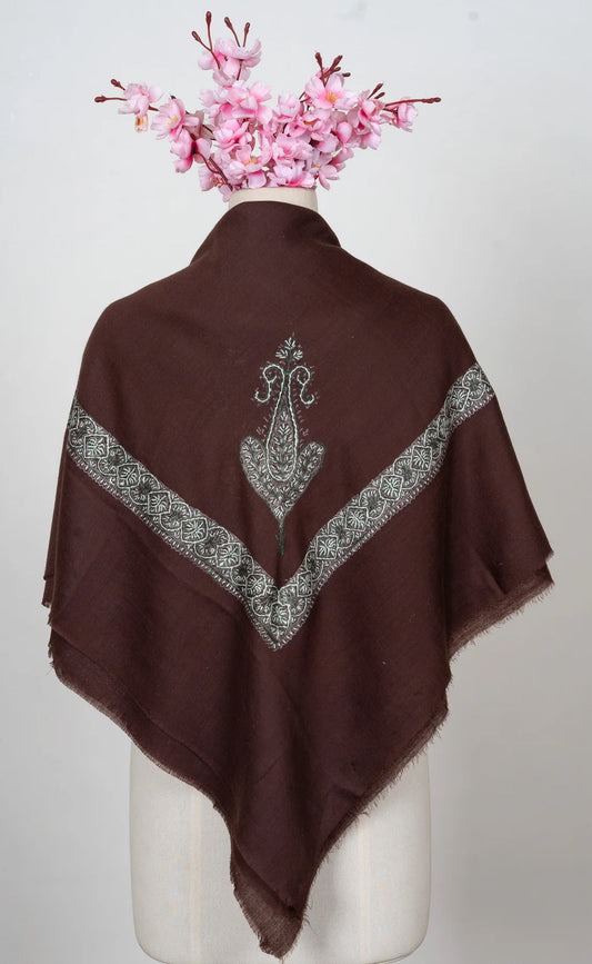Chestnut Veil Rumal — Sozni Hand Embroidered