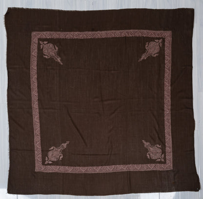Cocoa Drift Rumal — Sozni Hand Embroidered