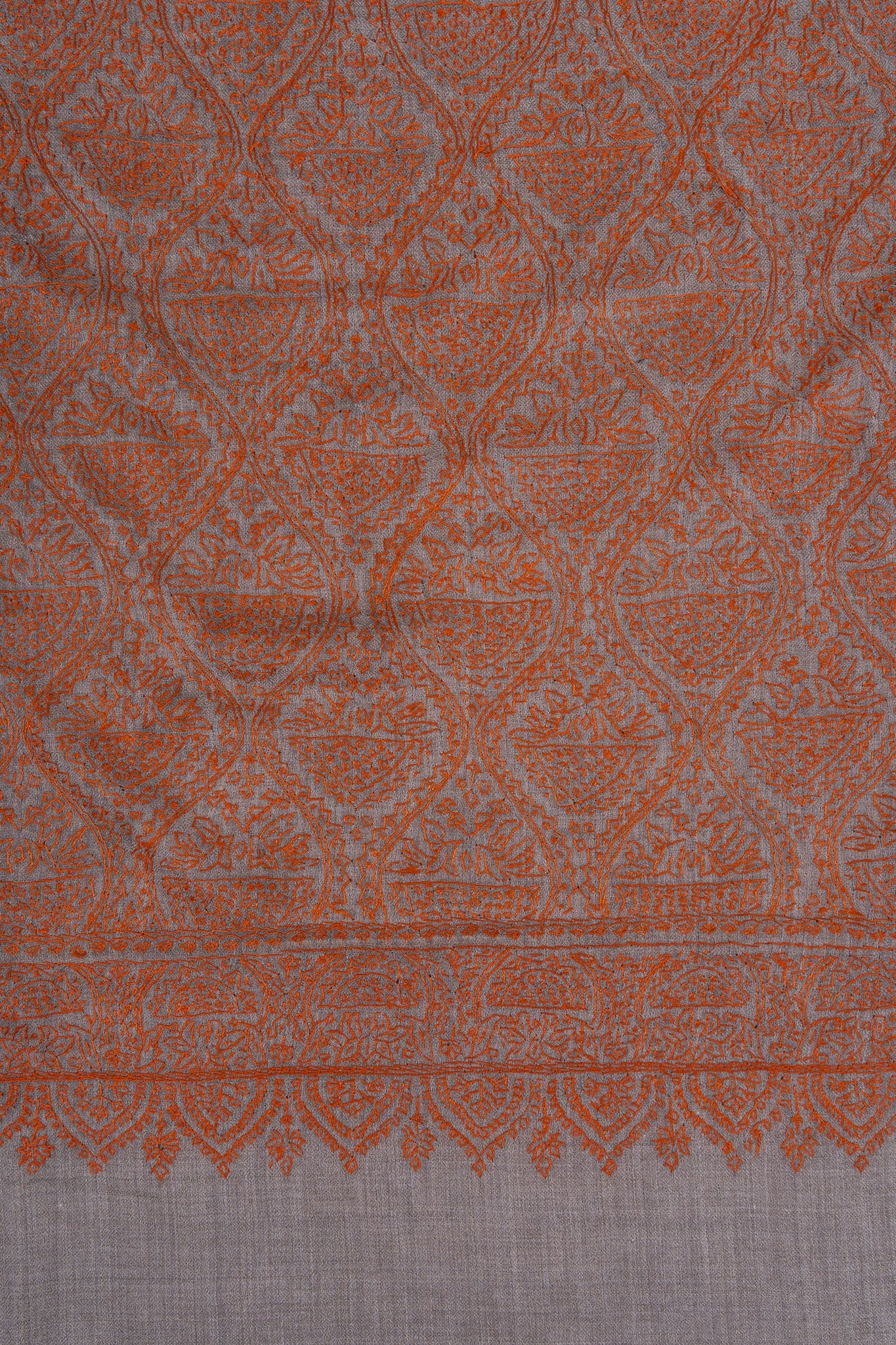 Rust Mosaic Jamawar 2.5 Yards Sozni Hand Embroidered Shawl