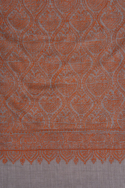 Rust Mosaic Jamawar 2.5 Yards Sozni Hand Embroidered Shawl