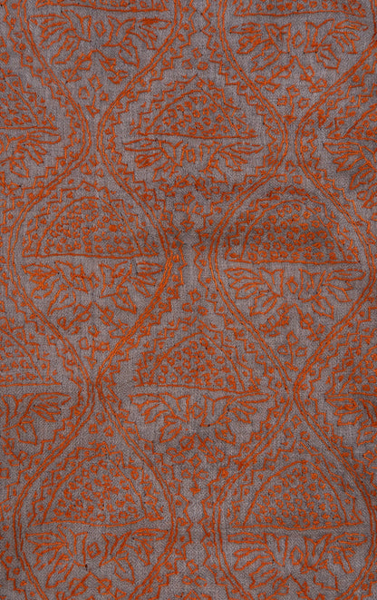 Rust Mosaic Jamawar 2.5 Yards Sozni Hand Embroidered Shawl