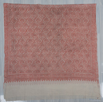 Ivory Rose Paisley Jamawar 2.5 Yards Sozni Hand Embroidered Shawl