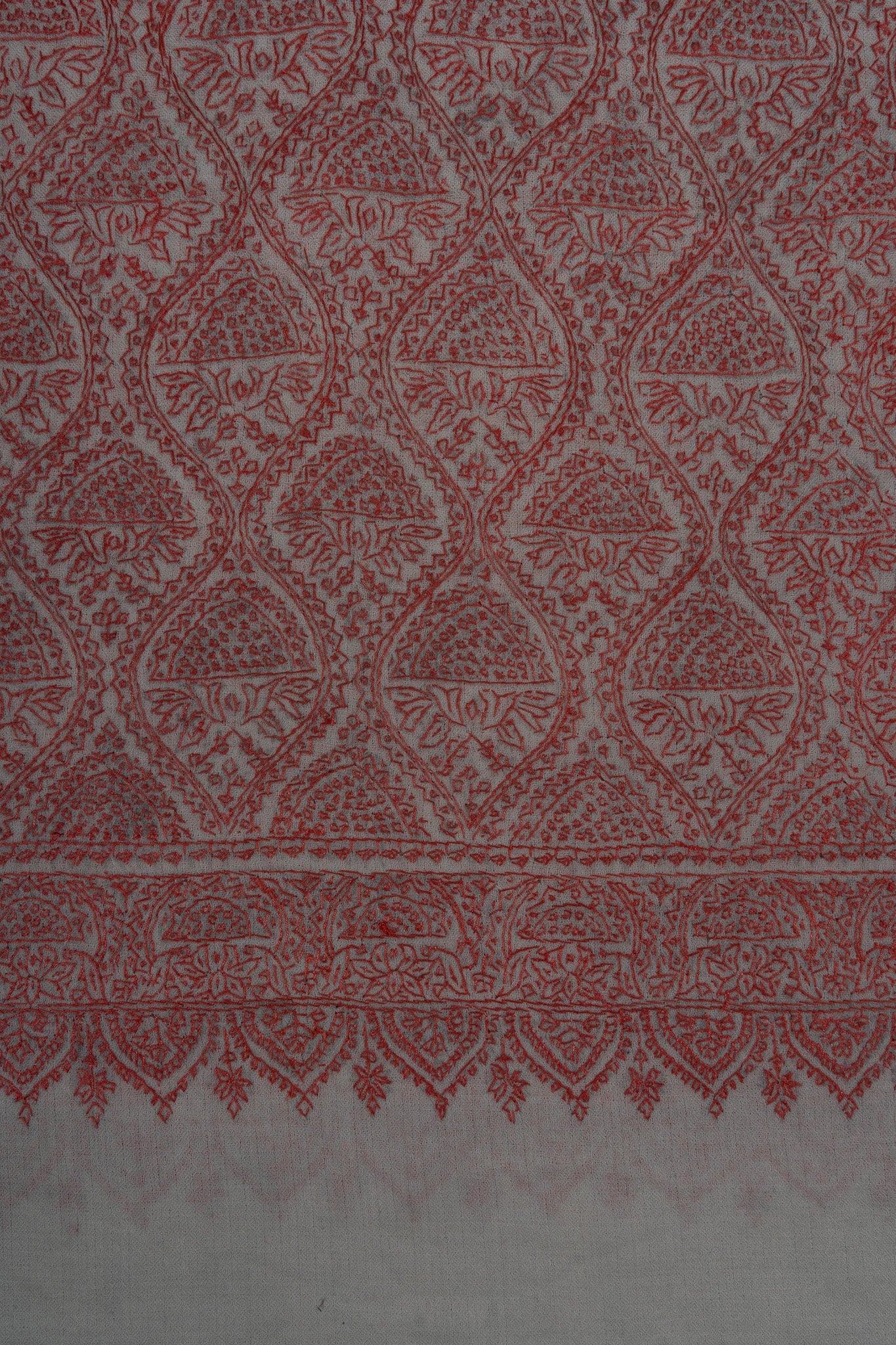 Ivory Rose Paisley Jamawar 2.5 Yards Sozni Hand Embroidered Shawl