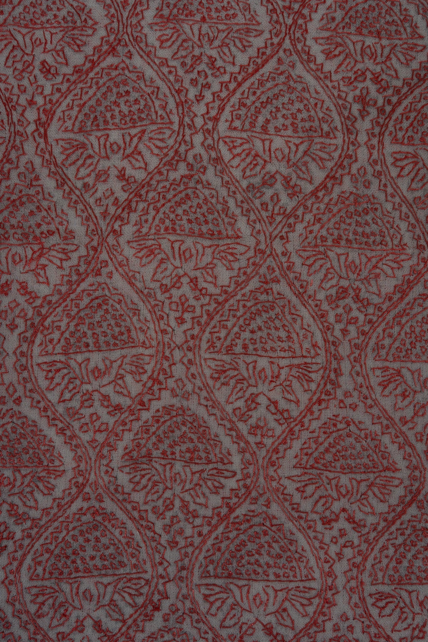 Ivory Rose Paisley Jamawar 2.5 Yards Sozni Hand Embroidered Shawl