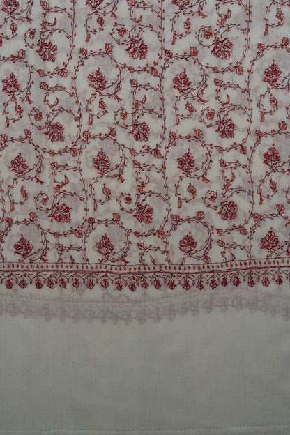 Ivory Rust Jaal 2.5 Yards Sozni Hand Embroidered Shawl
