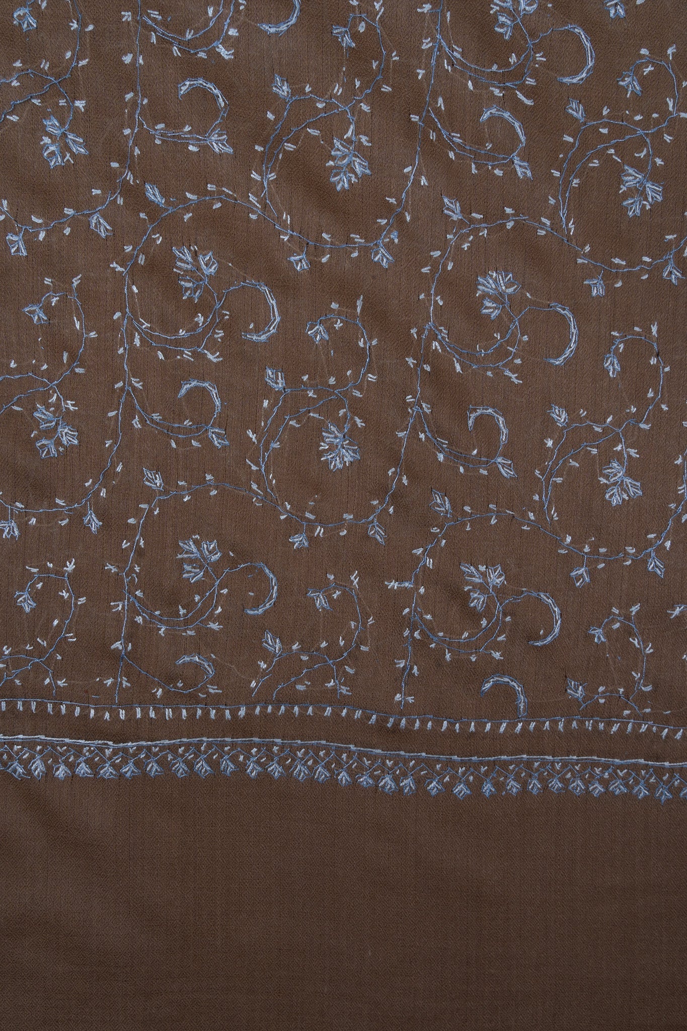 Walnut Blue Jaal 2.5 Yards Sozni Hand Embroidered Shawl