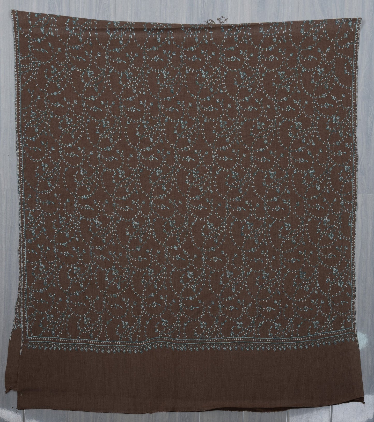 Cocoa Mist Jaal 2.5 Yards Sozni Hand Embroidered Shawl