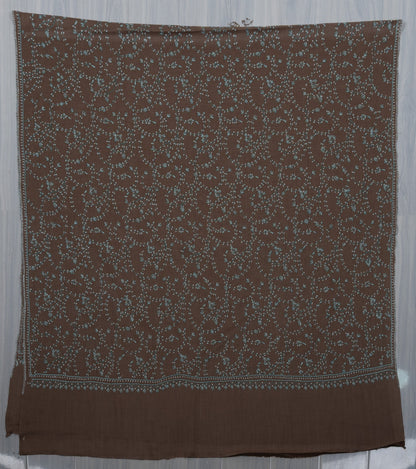 Cocoa Mist Jaal 2.5 Yards Sozni Hand Embroidered Shawl