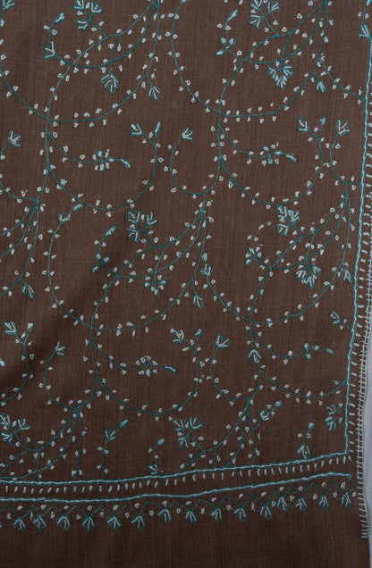 Cocoa Mist Jaal 2.5 Yards Sozni Hand Embroidered Shawl