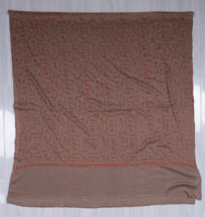 Clay Vine Rust 2.5 Yards Sozni Hand Embroidered Shawl