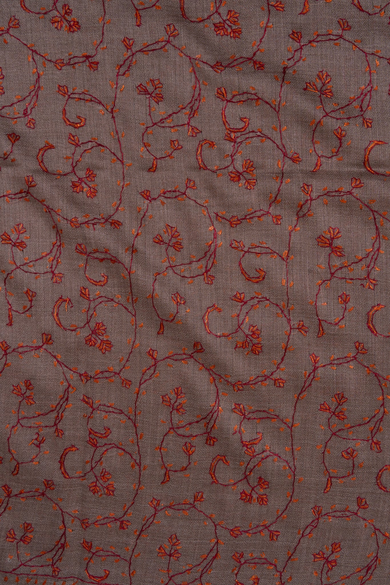 Clay Vine Rust 2.5 Yards Sozni Hand Embroidered Shawl