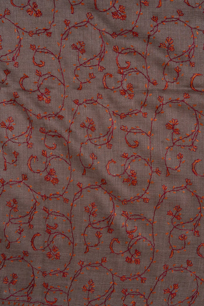 Clay Vine Rust 2.5 Yards Sozni Hand Embroidered Shawl