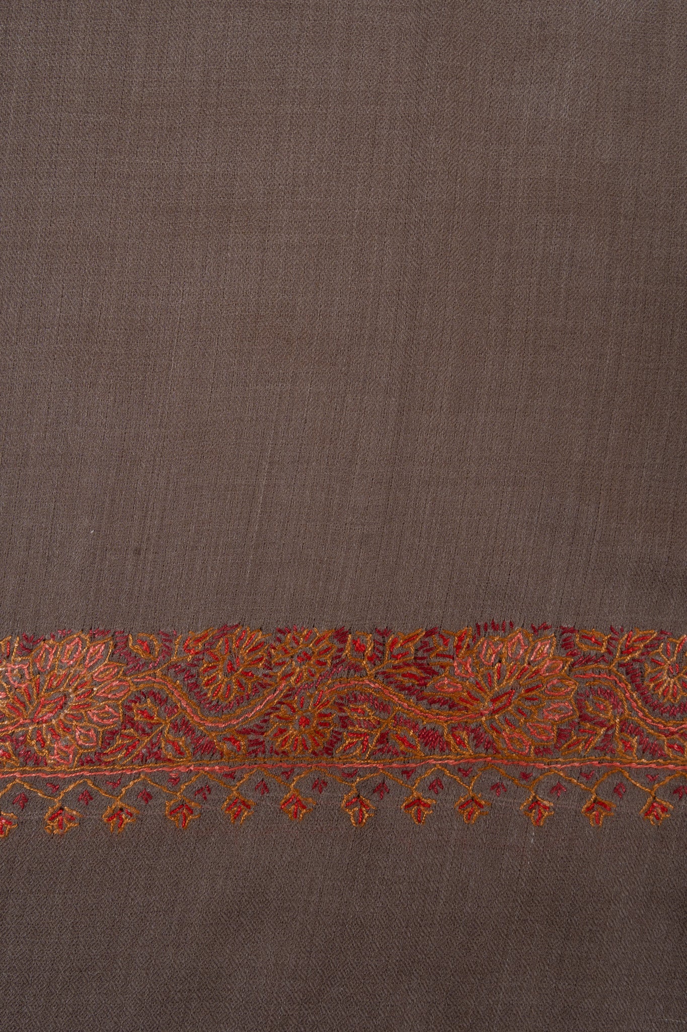 Warm Truffle Rust 2.5 Yards Sozni Hand Embroidered Shawl