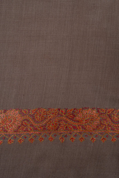 Warm Truffle Rust 2.5 Yards Sozni Hand Embroidered Shawl