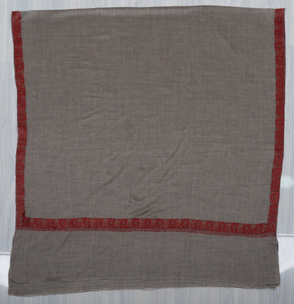 Ash Garnet Trace 2.5 Yards Sozni Hand Embroidered Shawl