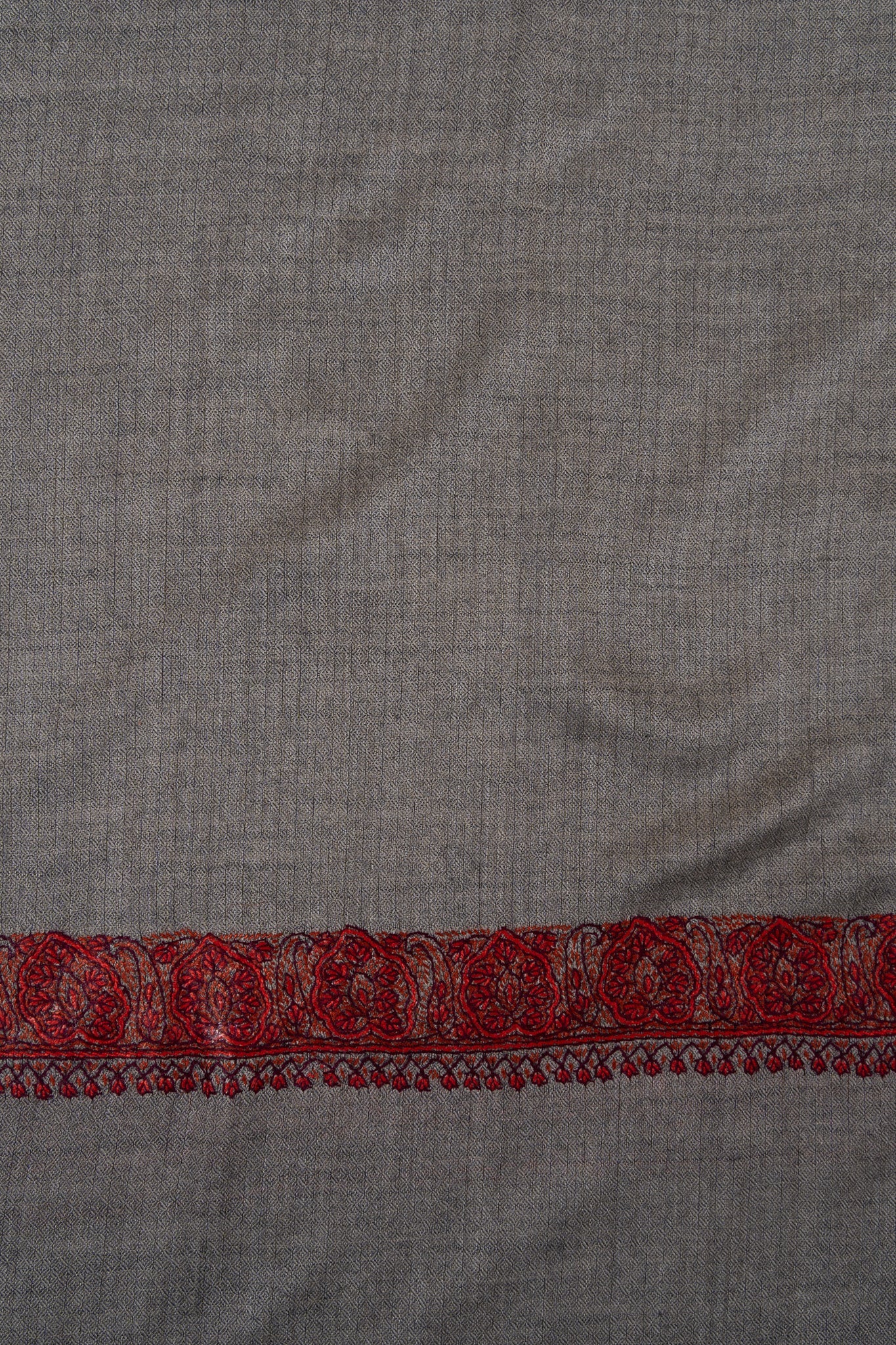 Ash Garnet Trace 2.5 Yards Sozni Hand Embroidered Shawl