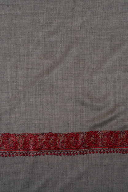 Ash Garnet Trace 2.5 Yards Sozni Hand Embroidered Shawl