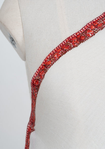Ivory Ember Veil 2.5 Yards Sozni Hand Embroidered Shawl