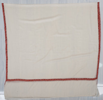 Ivory Ember Veil 2.5 Yards Sozni Hand Embroidered Shawl