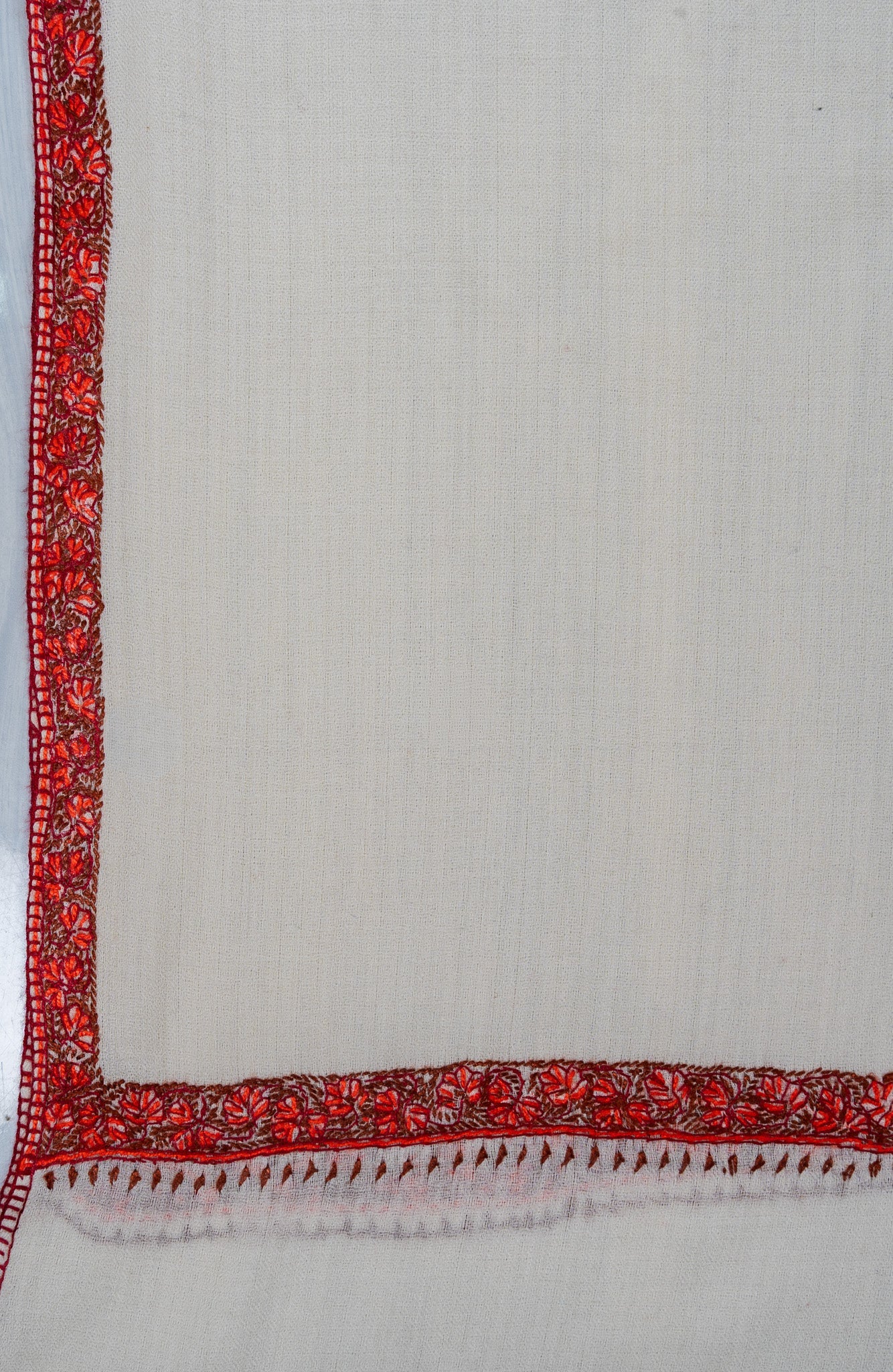 Ivory Ember Veil 2.5 Yards Sozni Hand Embroidered Shawl