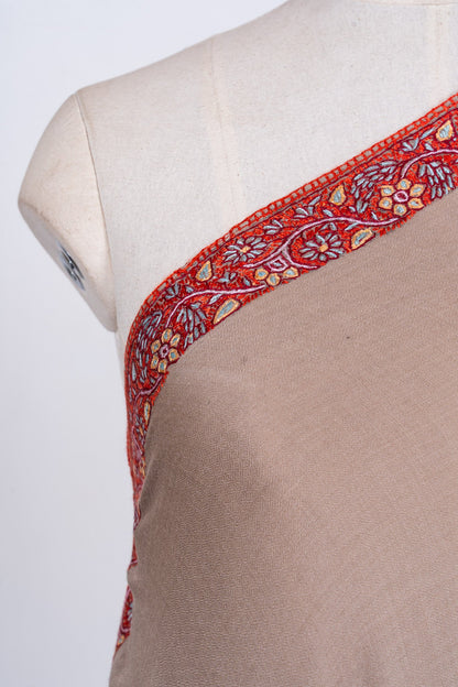 Sandstone Bloom 2.5 Yards Sozni Hand Embroidered Shawl