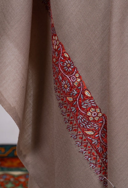 Sandstone Bloom 2.5 Yards Sozni Hand Embroidered Shawl