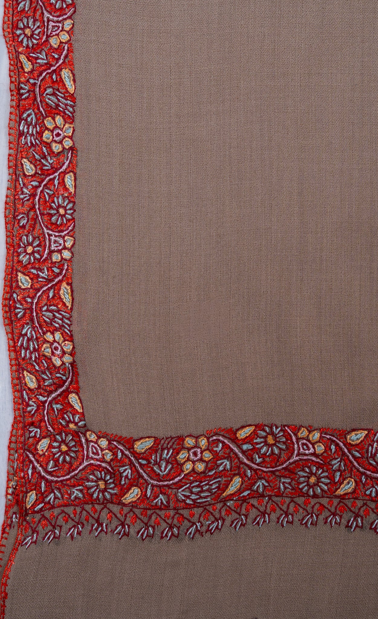 Sandstone Bloom 2.5 Yards Sozni Hand Embroidered Shawl
