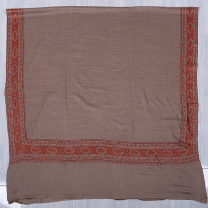 Autumn Clay Border 2.5 Yards Sozni Hand Embroidered Shawl