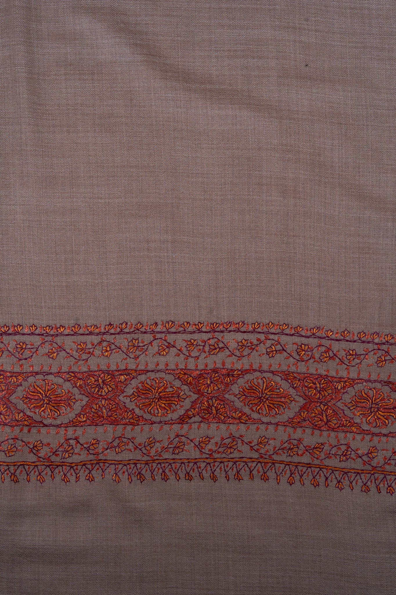 Autumn Clay Border 2.5 Yards Sozni Hand Embroidered Shawl
