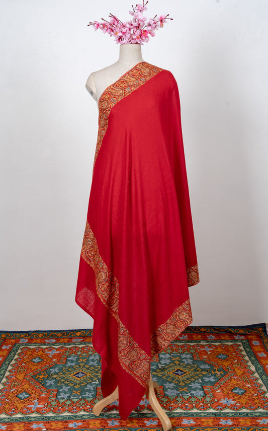 Scarlet Heritage 2.5 Yards Sozni Hand Embroidered Shawl