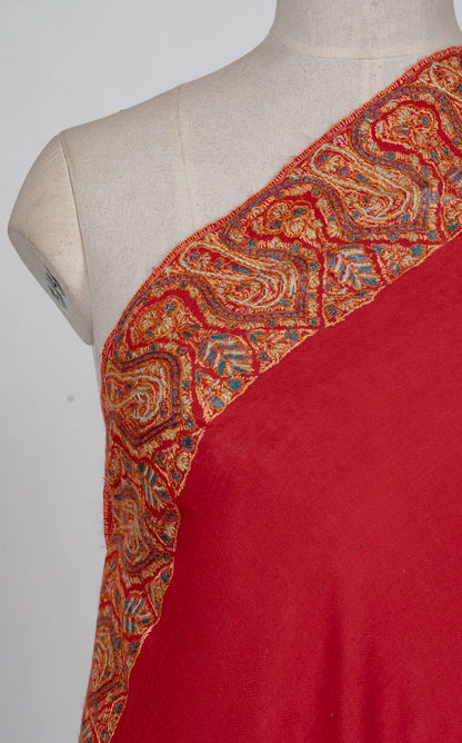 Scarlet Heritage 2.5 Yards Sozni Hand Embroidered Shawl