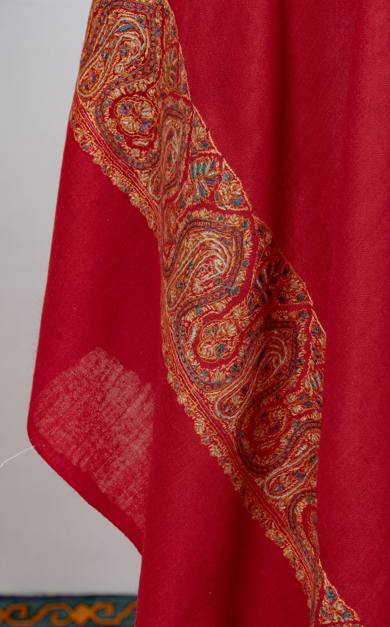 Scarlet Heritage 2.5 Yards Sozni Hand Embroidered Shawl