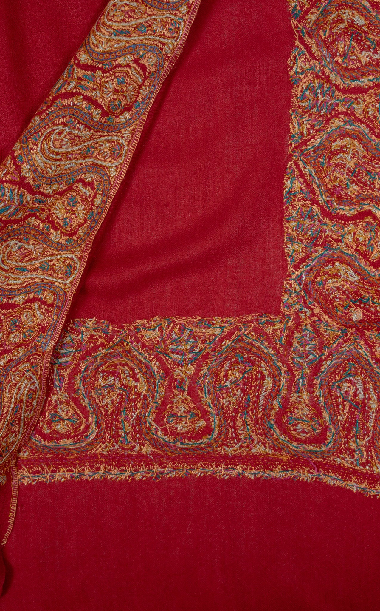 Scarlet Heritage 2.5 Yards Sozni Hand Embroidered Shawl