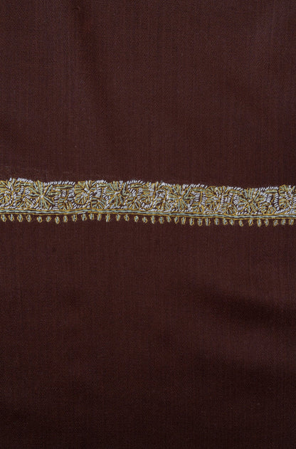 Chestnut Gold Edge 2.5 Yards Sozni Hand Embroidered Shawl