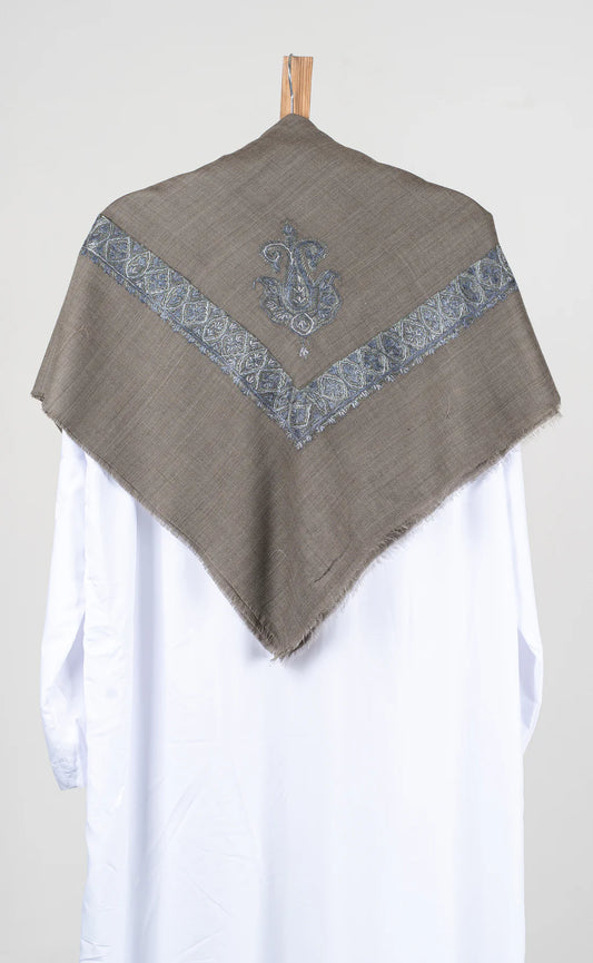 Stone Silver Rumal — Sozni Hand EmbroideredStone Silver Rumal — Sozni Hand Embroidered
