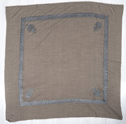 Stone Silver Rumal — Sozni Hand EmbroideredStone Silver Rumal — Sozni Hand Embroidered