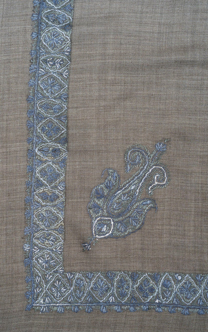 Stone Silver Rumal — Sozni Hand EmbroideredStone Silver Rumal — Sozni Hand Embroidered