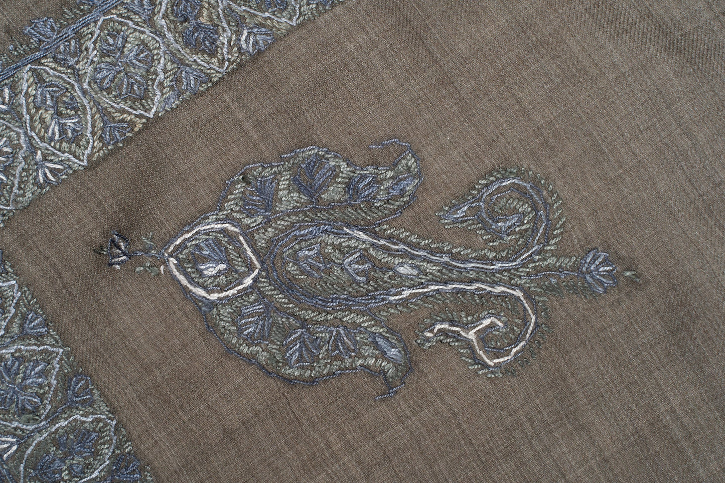 Stone Silver Rumal — Sozni Hand EmbroideredStone Silver Rumal — Sozni Hand Embroidered