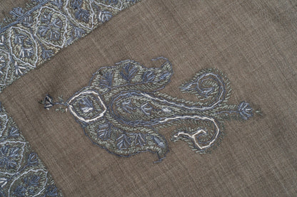 Stone Silver Rumal — Sozni Hand EmbroideredStone Silver Rumal — Sozni Hand Embroidered