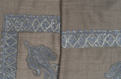 Stone Silver Rumal — Sozni Hand EmbroideredStone Silver Rumal — Sozni Hand Embroidered