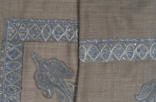 Stone Silver Rumal — Sozni Hand EmbroideredStone Silver Rumal — Sozni Hand Embroidered