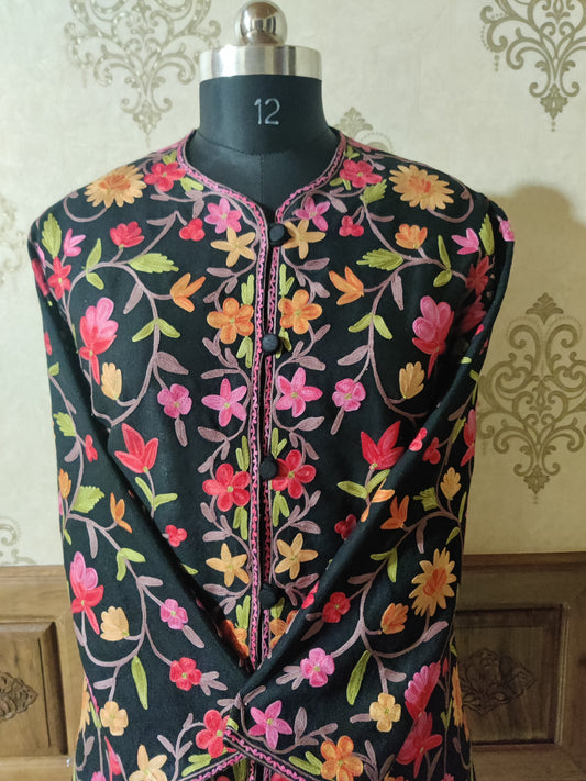 Short kashmiri jacket with Aari Embroidery - KashmKari