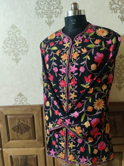 Short kashmiri jacket with Aari Embroidery - KashmKari